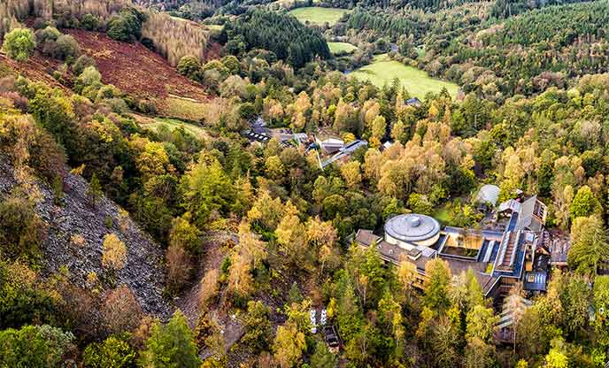 Centre for Alternative Technology nestled within the mountains and forest of Snowdonia 