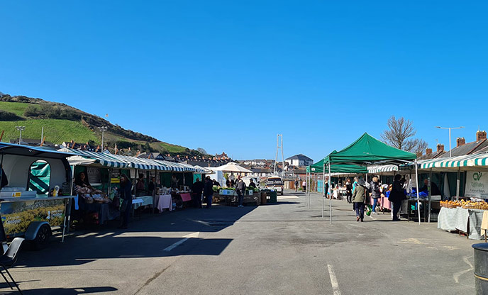 Aberystwyth Farmer's Market on a sunny day