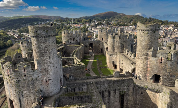 Looking down from a tower of Conwy Castle