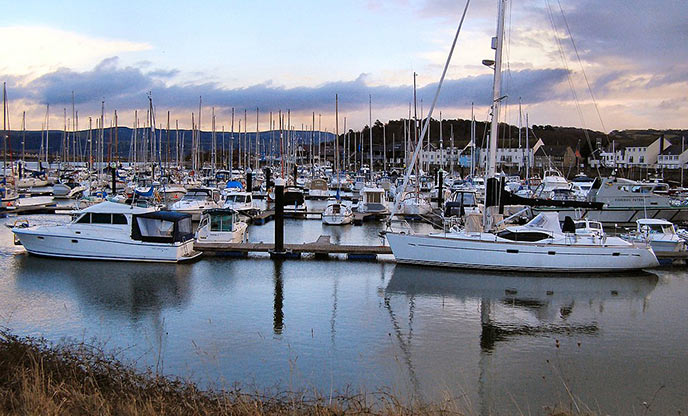 A view of the boats at Conwy Marina