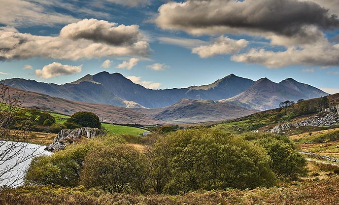 A view of the mountains at Snowdonia National Park