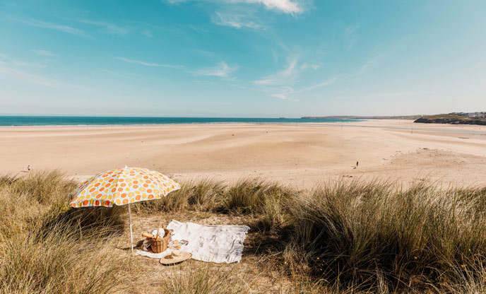 A beautiful picnic spread overlooking Hayle beach