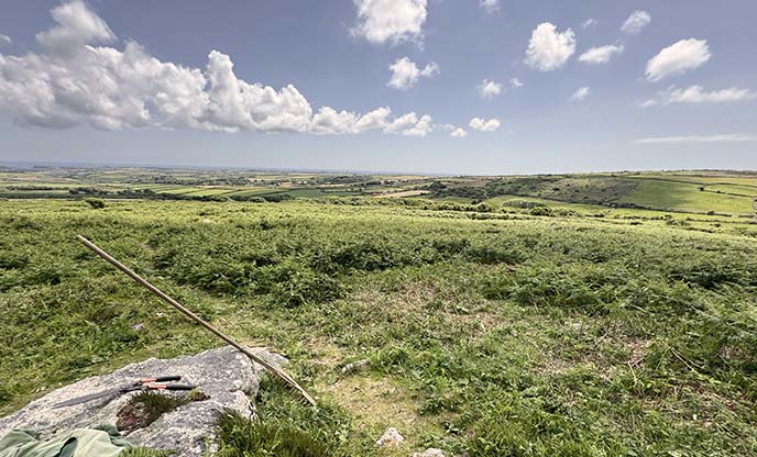 Vistas over the bracken-clad Sancreed Beacon in West Cornwall