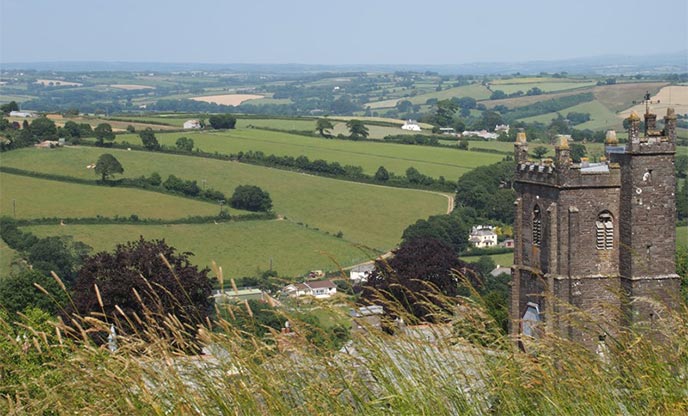 Overlooking the ancient Launceston Castle in Cornwall