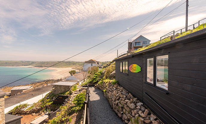 The stunning vistas over Sennen Cove from The Surf Shack