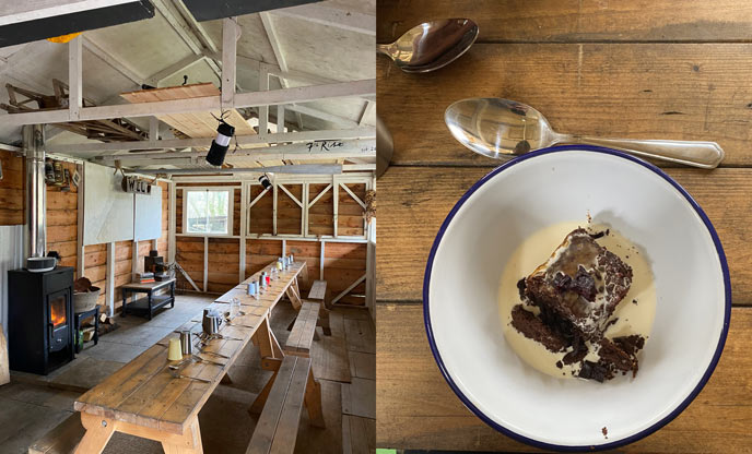 The barn at 7th Rise and the chocolate brownie