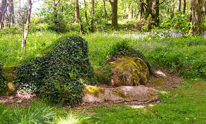 The sleeping statue at The Lost Gardens of Heligan 
