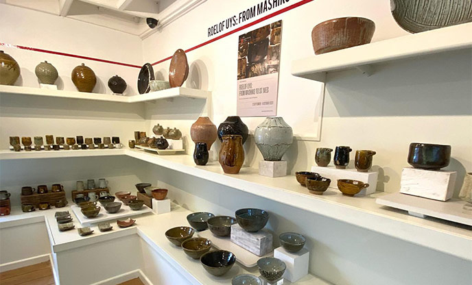 Inside of pottery shop in Cornwall