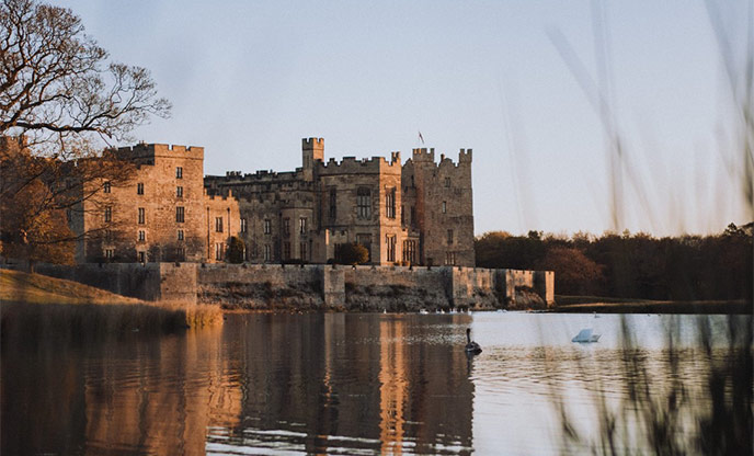 Raby Castle above the water in County Durham