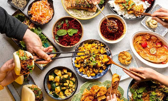 A colourful variety of Asian food 