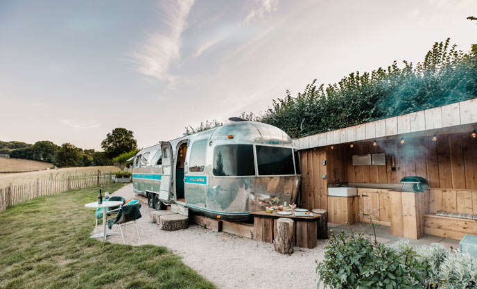 American Airstream in Devon with a hot tub 