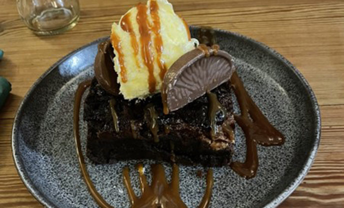Delicious chocolate orange brownie at The Bell Inn, Chittlehampton