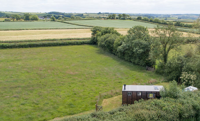 The countryside views surrounding Polly the Lorry horsebox 