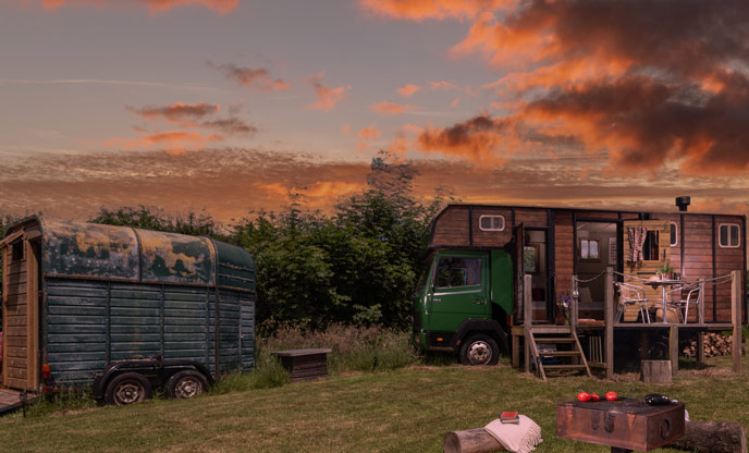Golden hour at Polly the Lorry horsebox