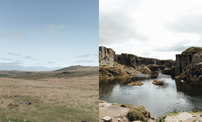 Dartmoor National Park (left) | Foggintor Quarry (right)