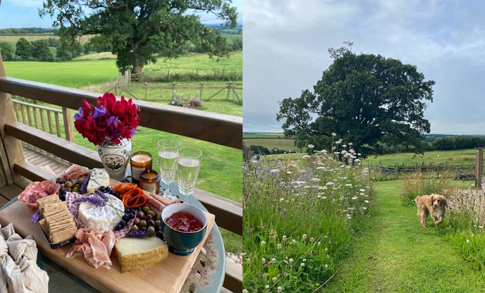 Gazing board for alfresco dining and dog exploring the gardens