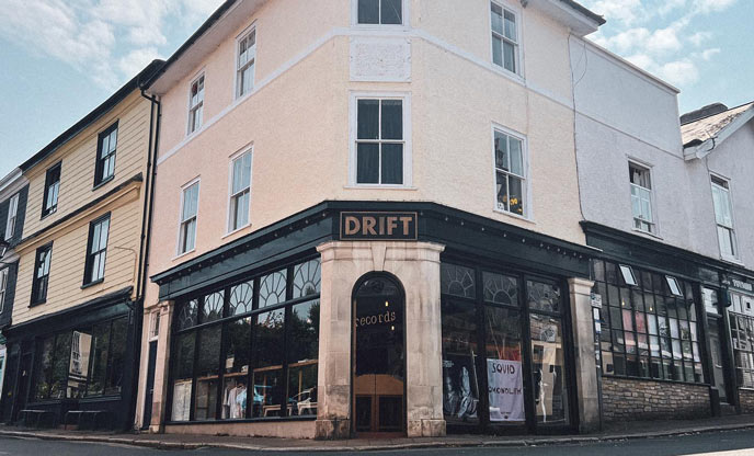 The exterior of Drift Record Store Totnes