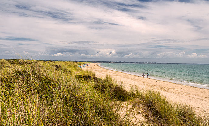 The golden sands of Shell Beach in Studland Bay, Dorset