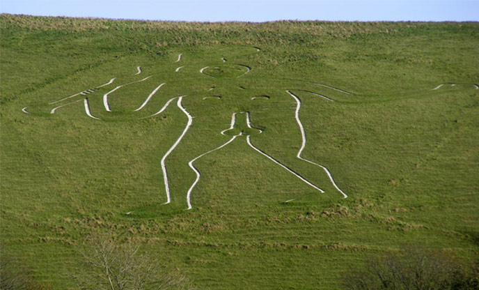 The Cerne Abbey Giant, a chalk figure carved into a hillside  in Dorset