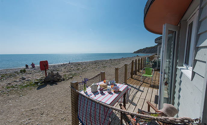 Glistening sea views from Chalet on the Beach