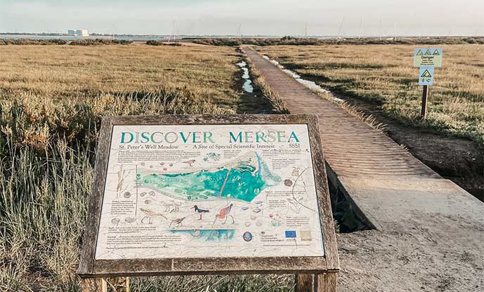 Map of Mersea Island leading to a pathway