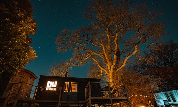 A beautiful starry sky above La Cabine in Dorset