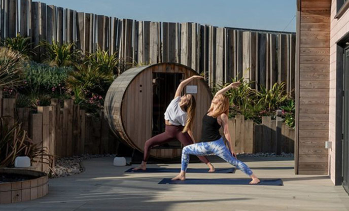 enjoying yoga in the sun