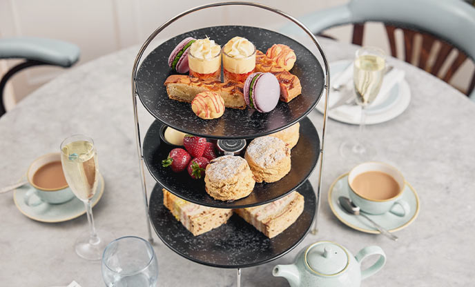 A tiered afternoon tea at The Hereford Bar & Brasserie