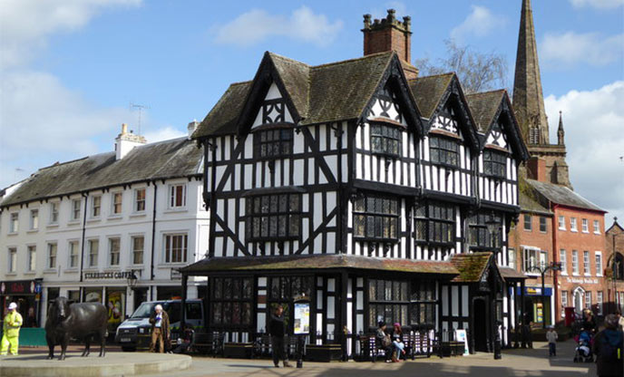 Jacobean timber-framed black and white house in Herefordshire