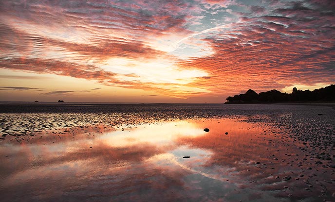 A beautiful sunset over Appley Beach on the Isle of Wight