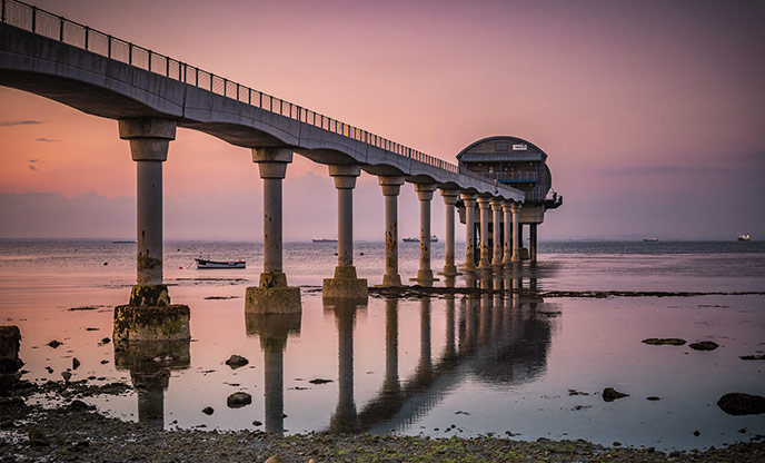 Bembridge Lifeboat Station at sunset on the Isle of Wight