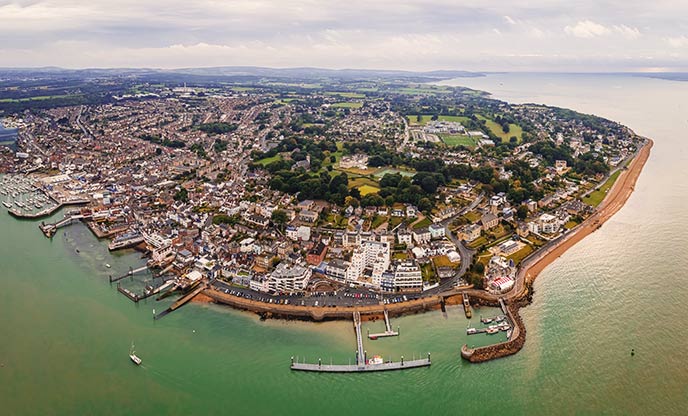 An aerial view of Cowes on the Isle of Wight