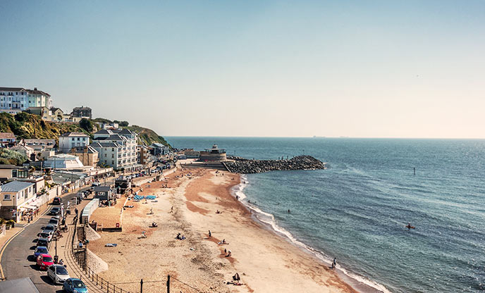 An aerial view of Ventnor Beach, Isle of Wight