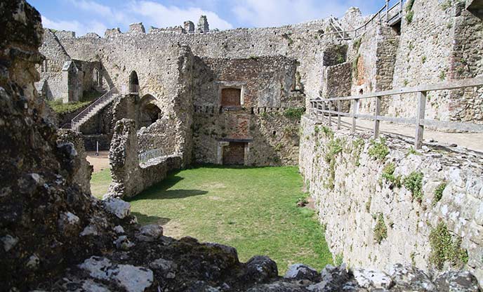 The impressive ruins at Carisbrooke Castle on the Isle of Wight