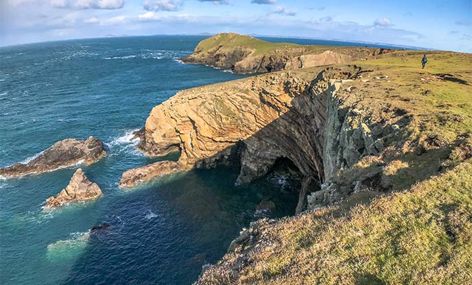 Rugged cliff formations along the Pembrokeshire coastline