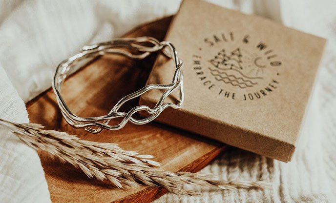 A beautiful handmade silver bracelet by Salt & Wild