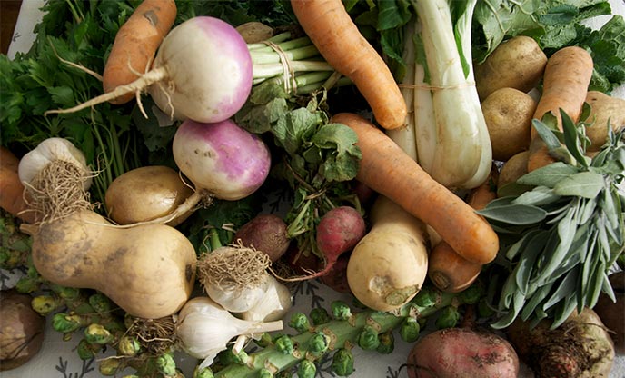 A variety of winter vegetables