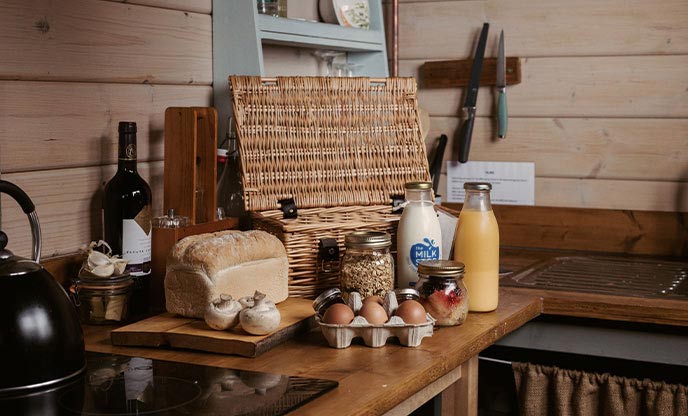 A breakfast hamper brimming with local produce