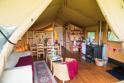 The spacious living area at Campion Safari Tent