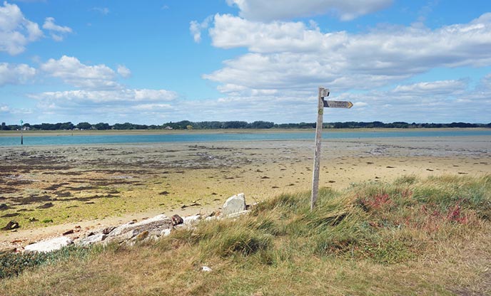 Coastal path overlooking the water at Thorney Island