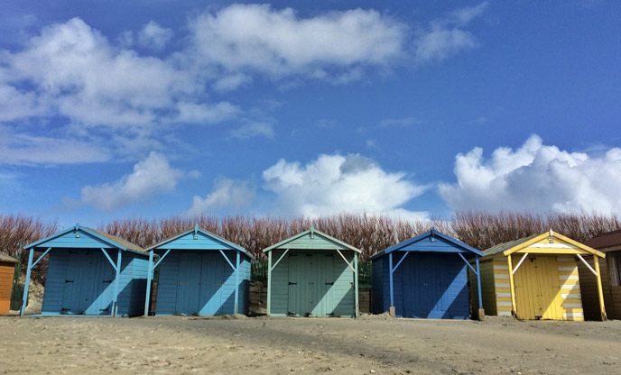 Colourful beach huts at West Wittering Beach