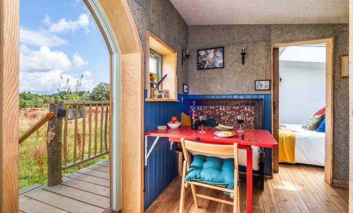 Vibrant, mediaeval inspired cabin in Sussex