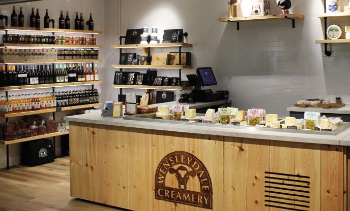 The cheese counter at The Wensleydale Creamery in Yorkshire